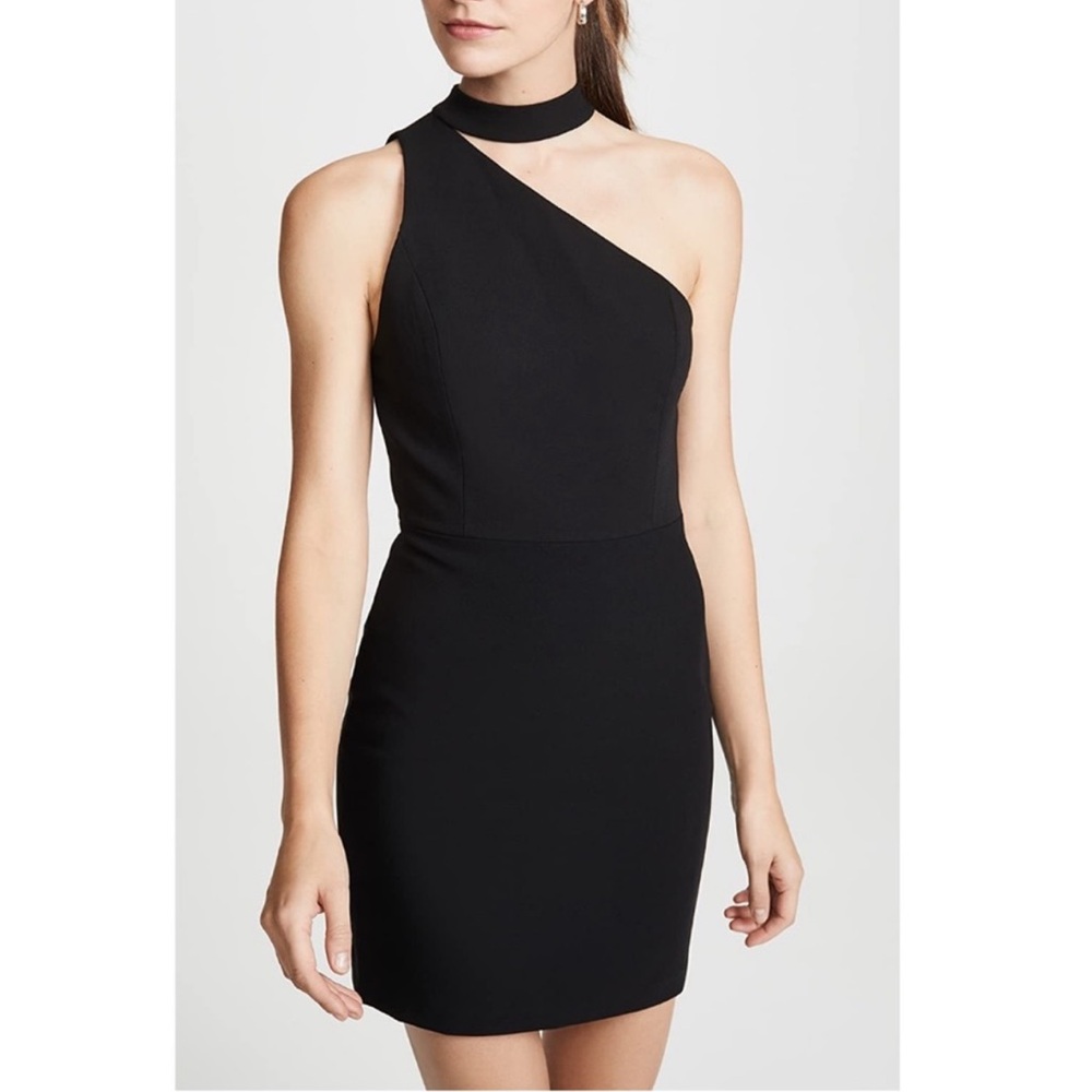 Alice + Olivia Black One-Shoulder Dress